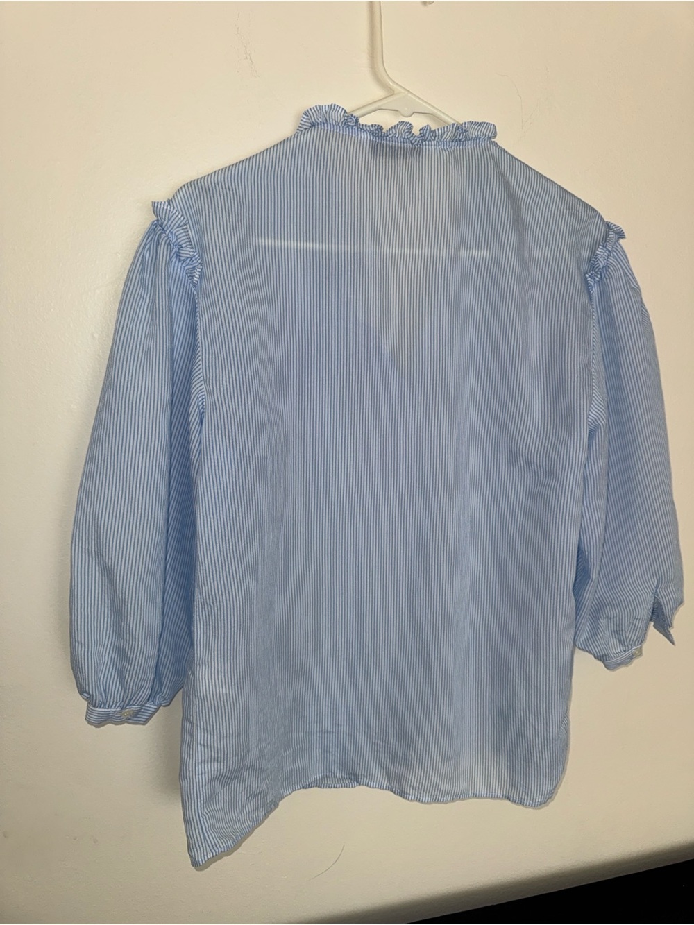 Zara Pale Blue Ruffled Button-Front Blouse - Picture 5 of 5